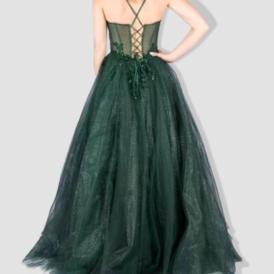 Laceback Glitter Ballgown