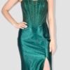 GREEN Strapless Beaded Long Dress