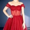 STYLE NUMBER : DD-2644 16 RED A-line or styled off the shoulder
