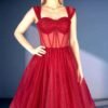 STYLE NUMBER : DD-2644 14 RED A-line or styled off the shoulder
