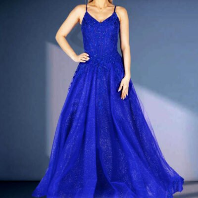 A-Line Glitter Laceback Ballgown