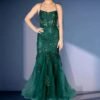 GREEN Fishtail Laceback Dress