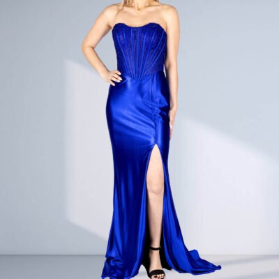 Strapless Beaded Long Dress