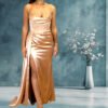 Elegant Satin Column Ruched Dress
