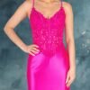 Hot Pink Lace Back Bone Structure Dress h