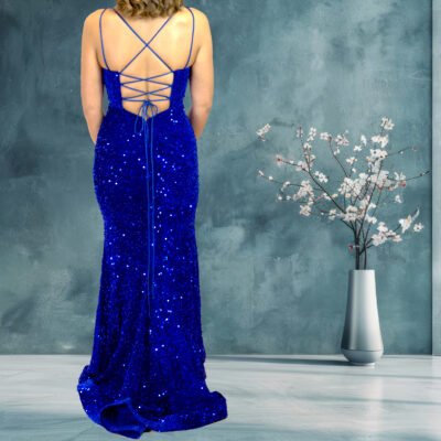 stunning Velvet Sequins Spaghetti Strap