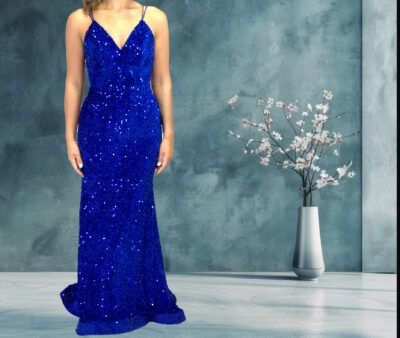 stunning Velvet Sequins Spaghetti Strap