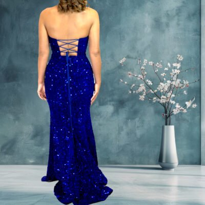 Glamorous Velvet Sequins Strapless Dress
